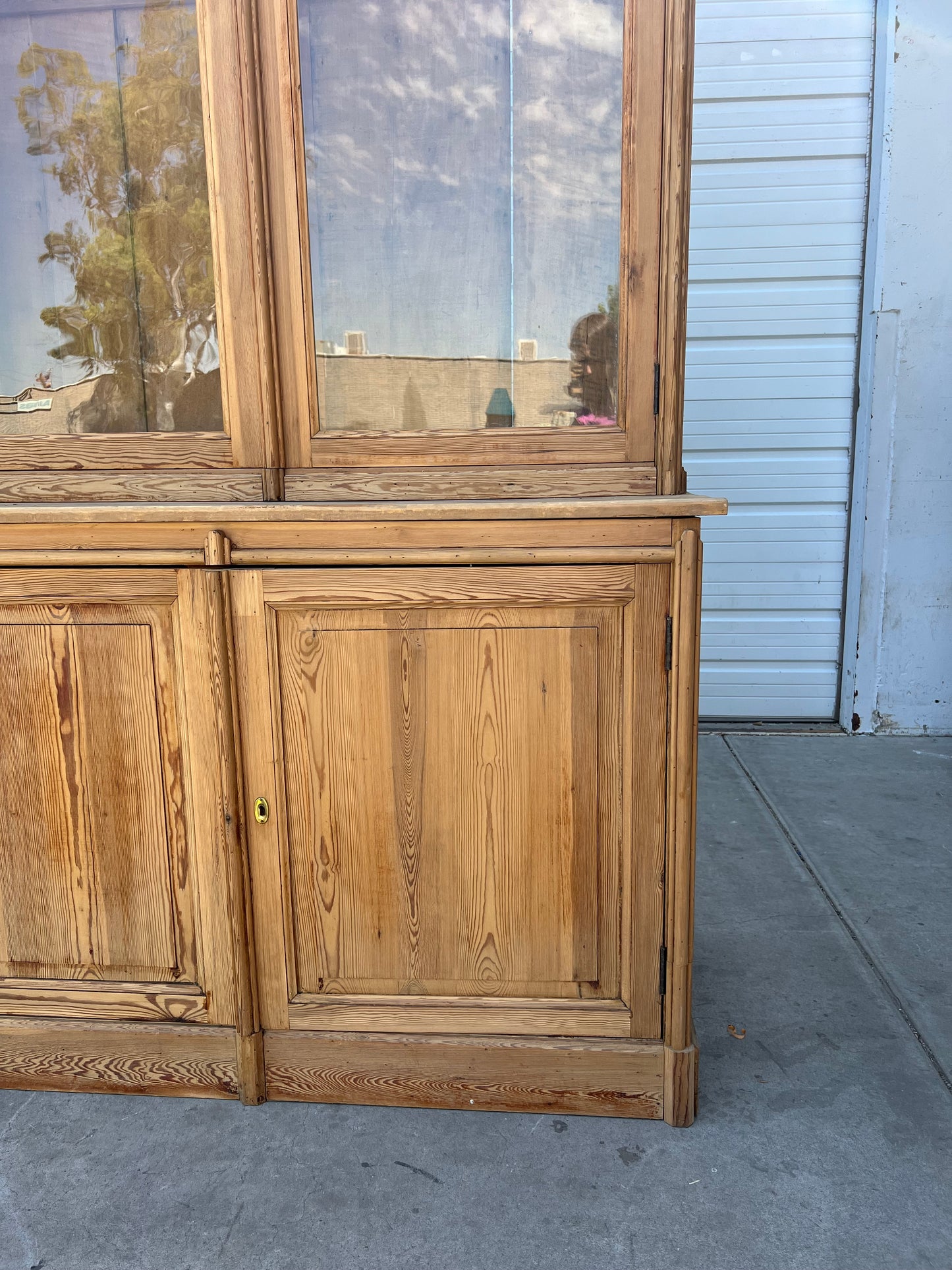 Stately Wood and Glass Front Bookcase Display Cabinet