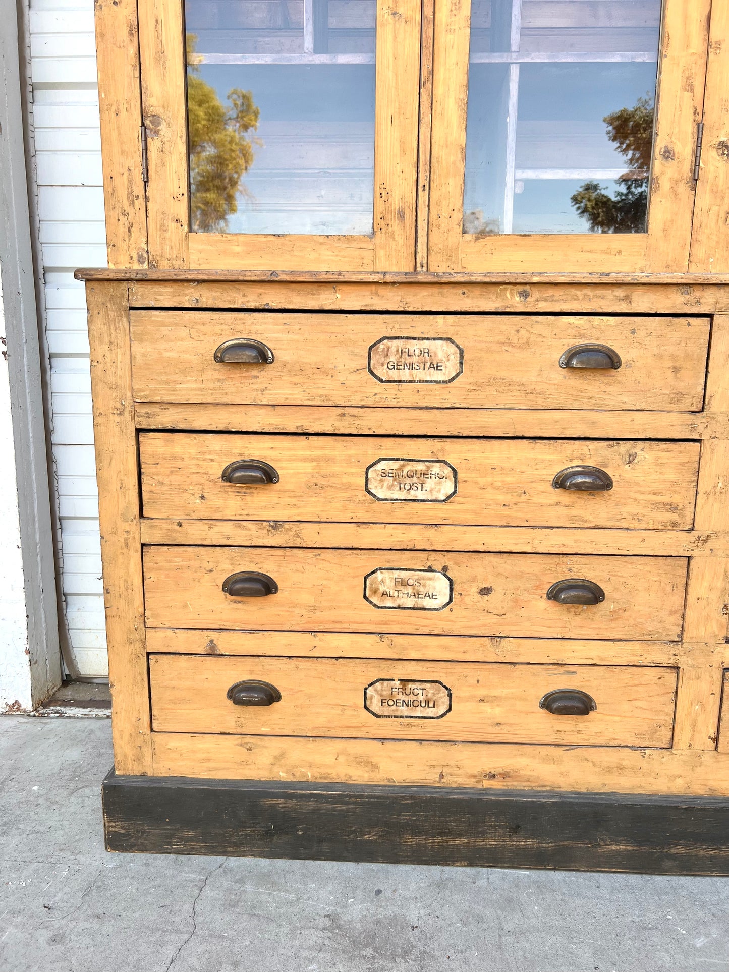 19th C. French Painted One Piece Apothecary Cabinet