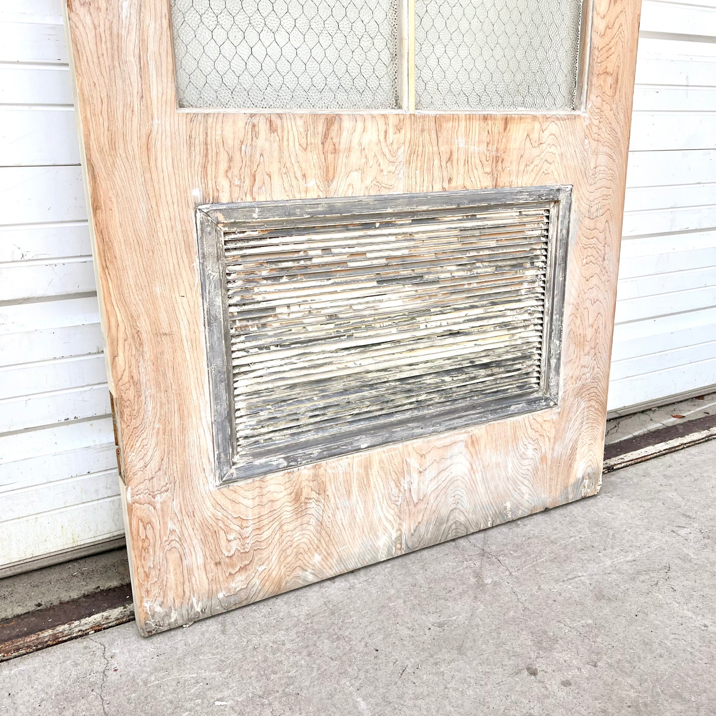 Vintage Wooden Door with Chicken Wire Glass