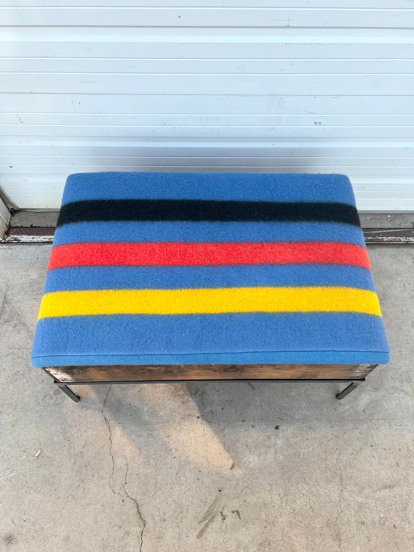 Raisin Box Ottoman with Camp Blanket Top