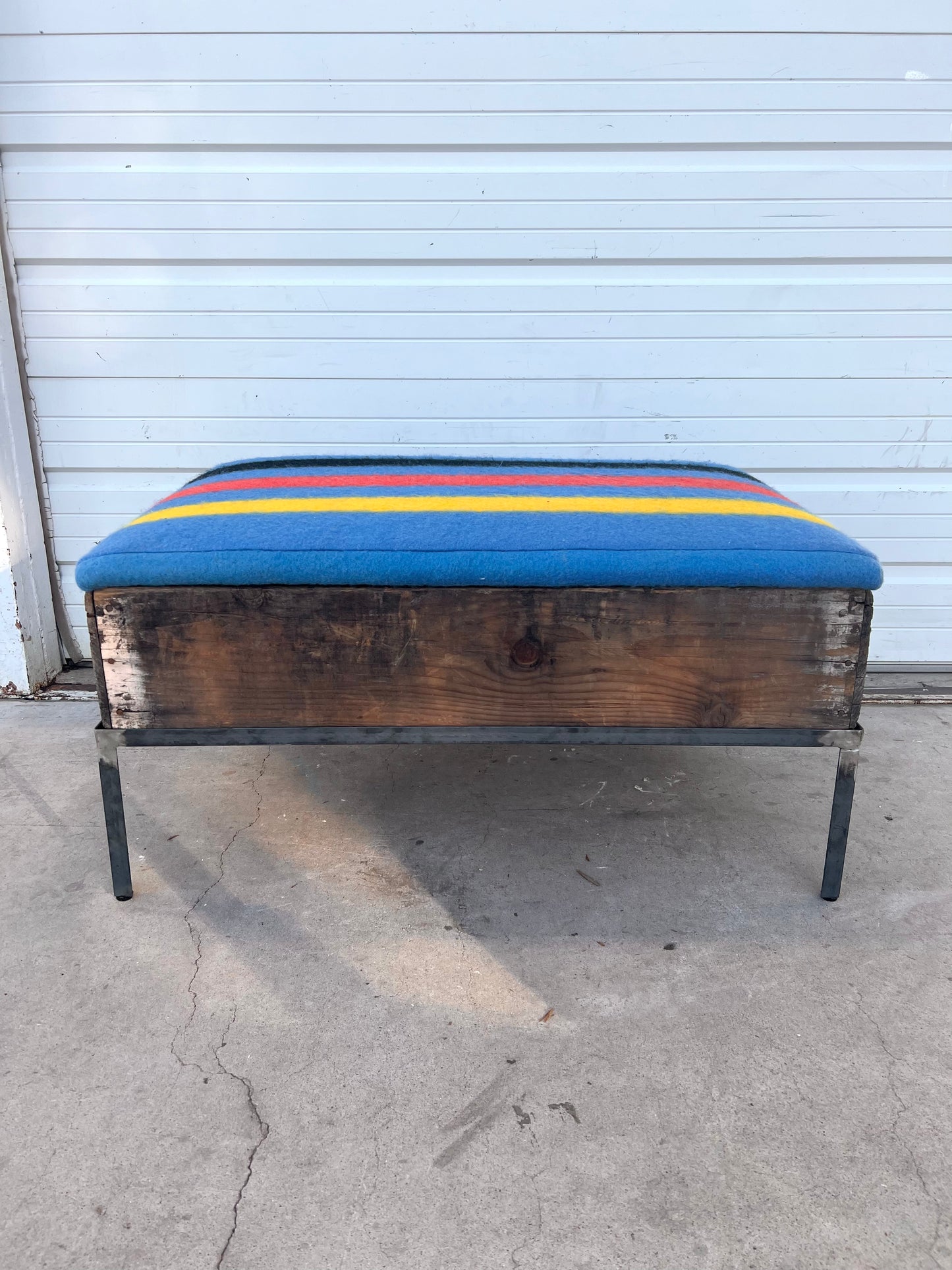 Raisin Box Ottoman with Camp Blanket Top