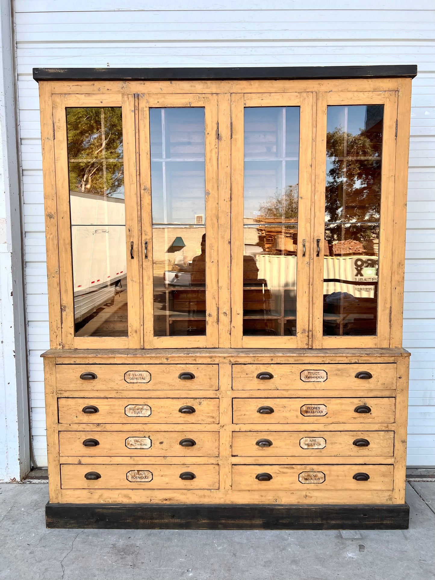 19th C. French Painted One Piece Apothecary Cabinet