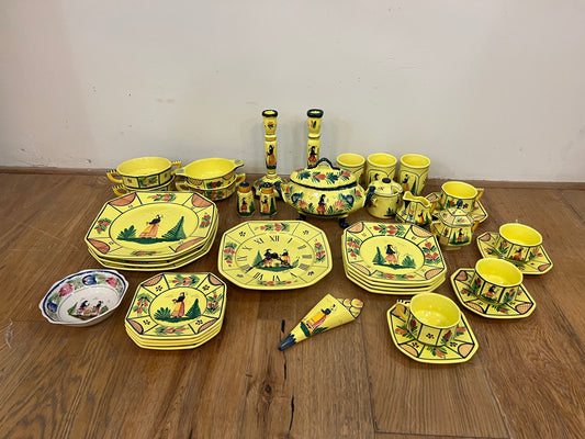 Set of Soleil Yellow Octagonal Quimper Dinnerware