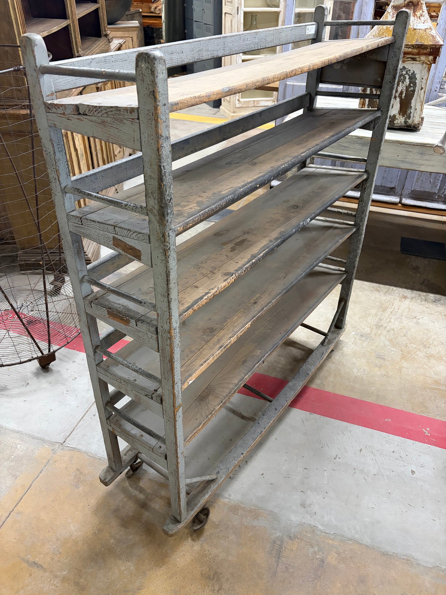 5 Tier Antique Gray Rolling Rack/Shelving