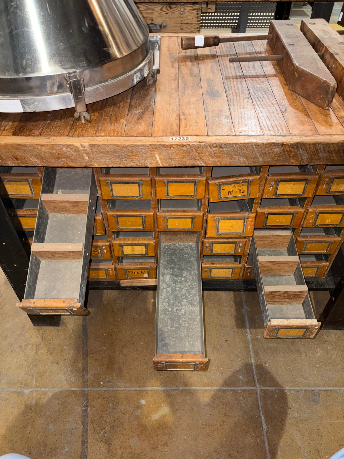 Industrial 28 Drawer Island Work Table