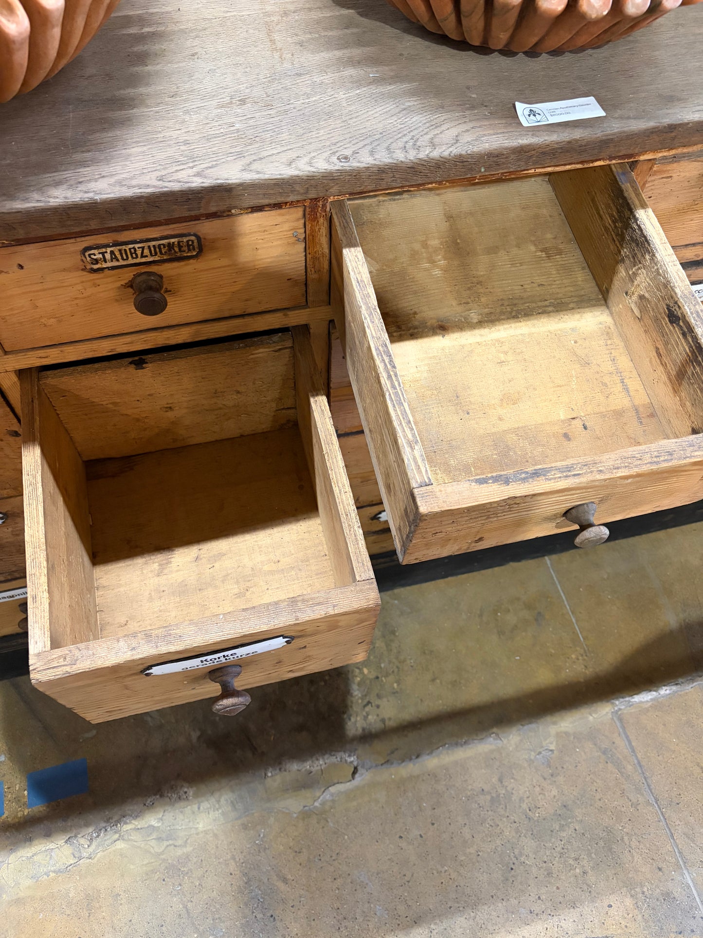 Antique Double Sided German Apothecary Counter