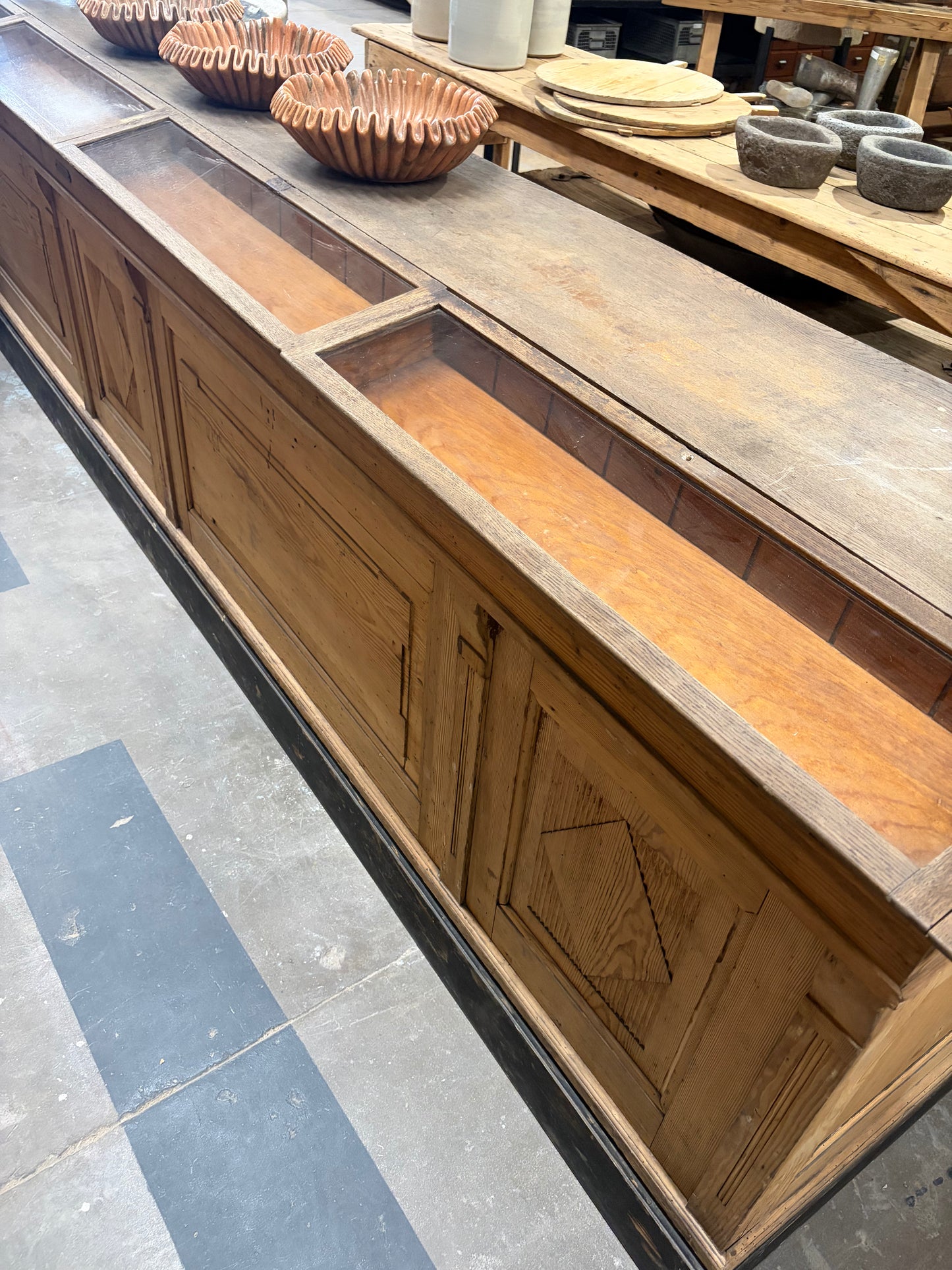 Antique Double Sided German Apothecary Counter