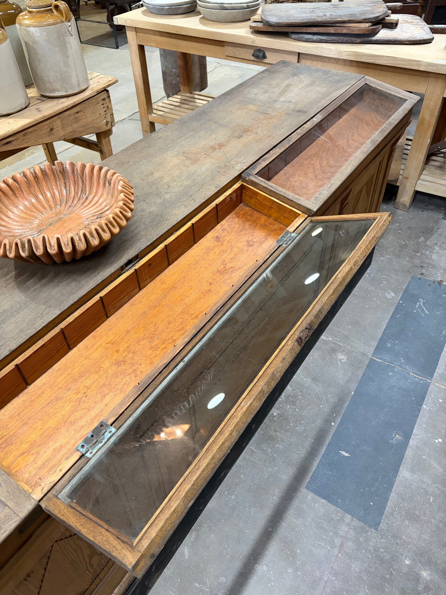 Antique Double Sided German Apothecary Counter