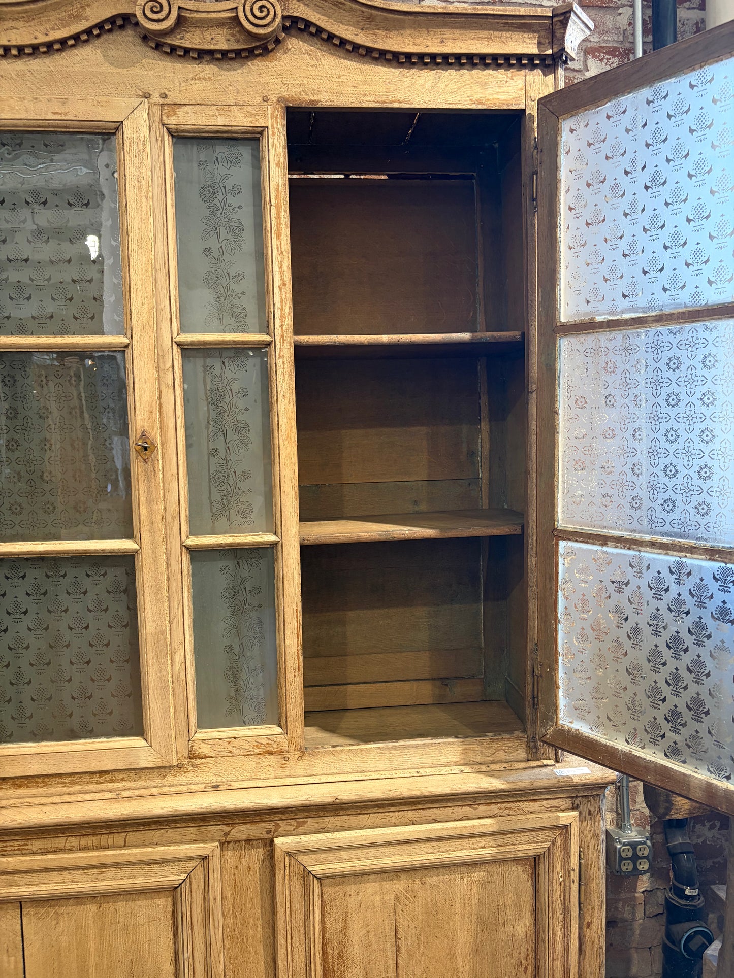 Bleached French Antique Display Cabinet