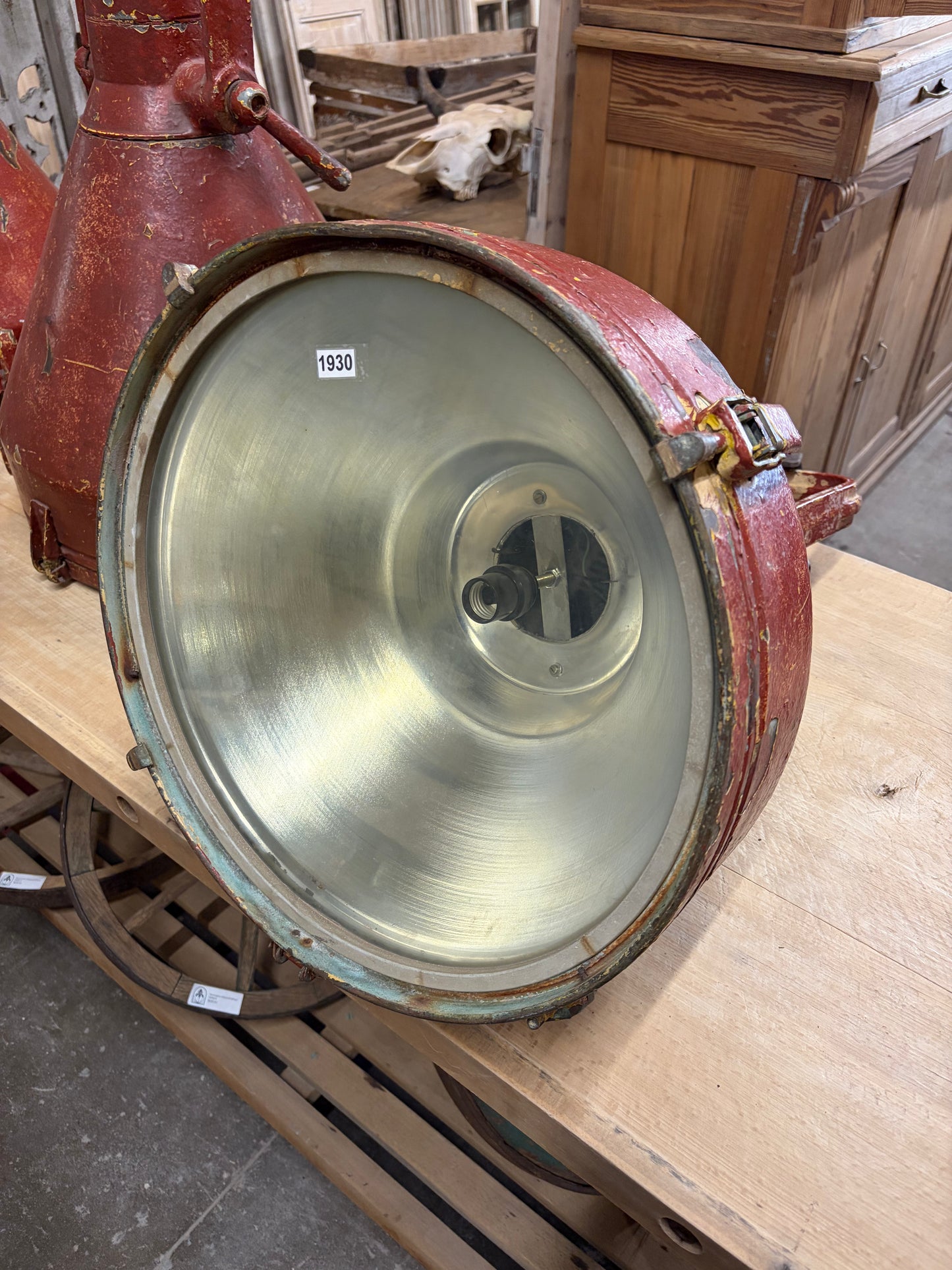 Industrial Red Ship's Pendant Light
