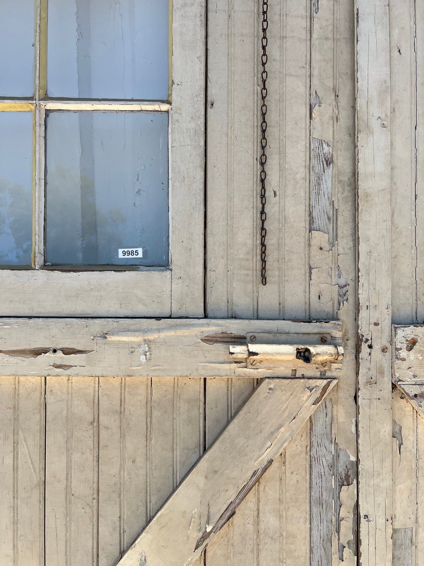 Single White 6 Lite Bead Board Antique Barn Door
