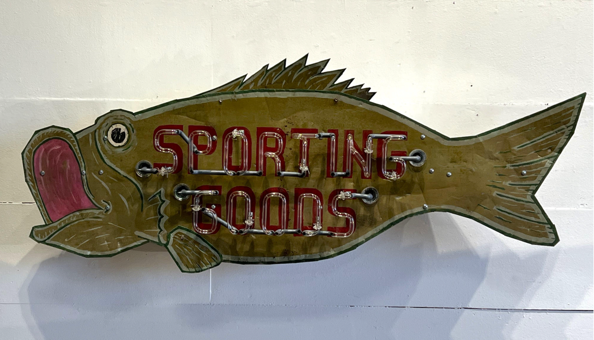 “Sporting Goods” Neon Fish Sign