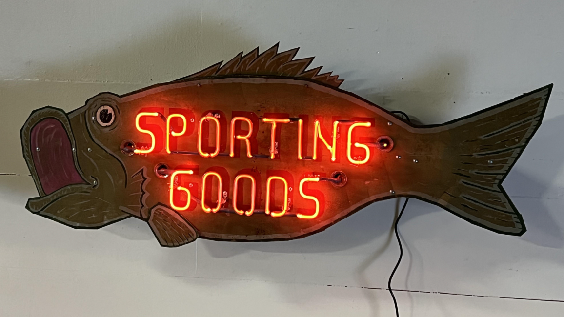 “Sporting Goods” Neon Fish Sign