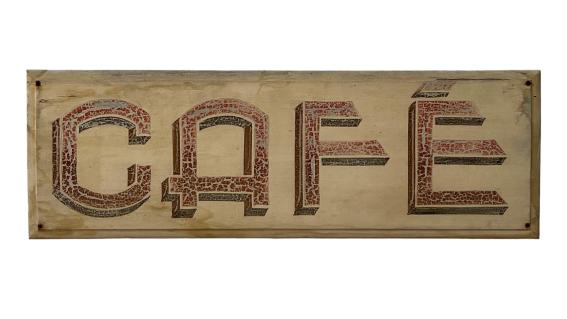 Wood French Cafe Sign