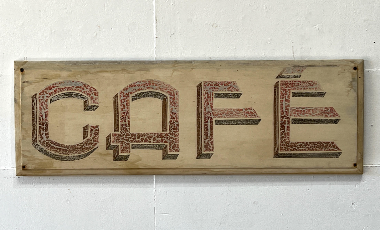 Wood French Cafe Sign