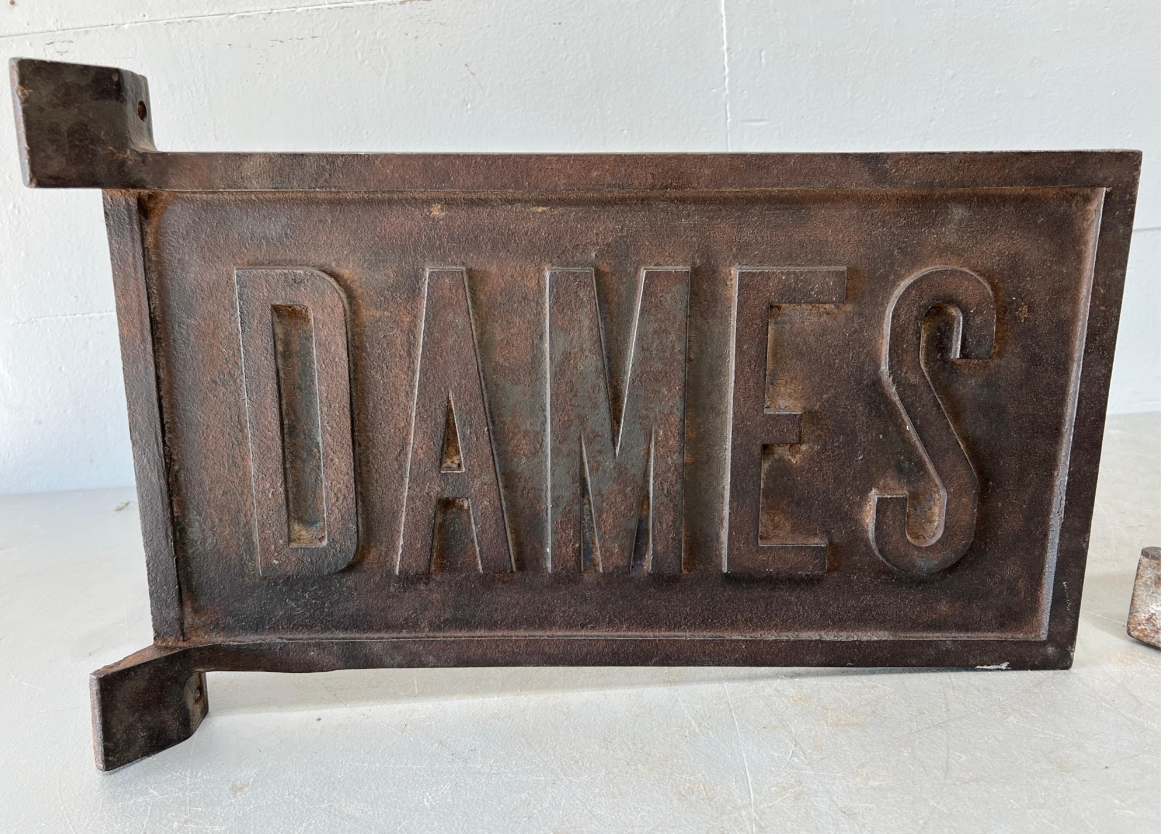 Pair of Dames & Hommes Iron Double Sided Signs