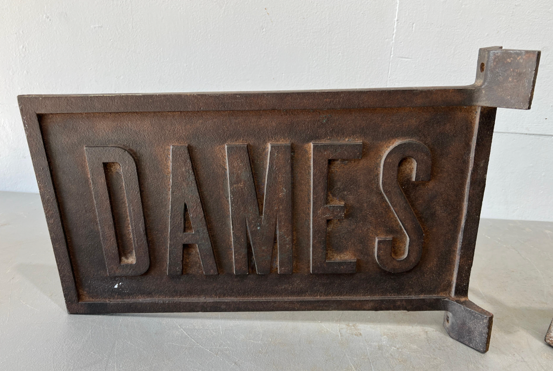 Pair of Dames & Hommes Iron Double Sided Signs