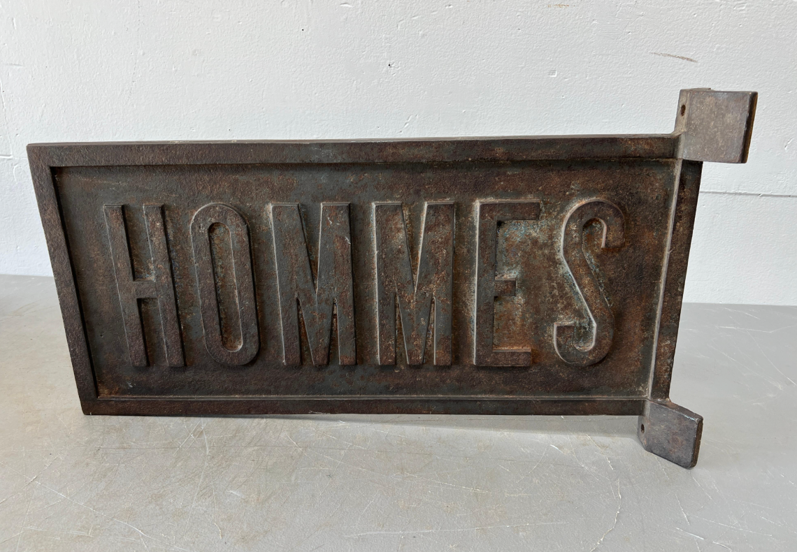 Pair of Dames & Hommes Iron Double Sided Signs