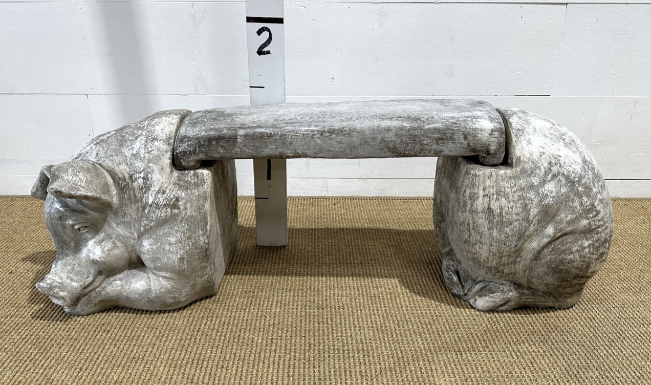 Concrete Pig 3-Piece Garden Bench