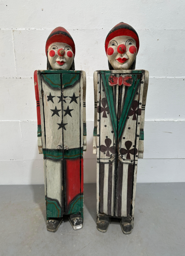 Pair of Folk Art Clown Cabinets