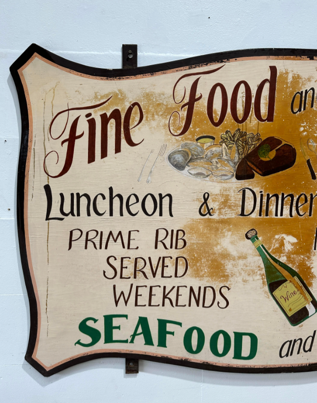 “Fine Food & Cocktails” Wooden Restaurant Sign