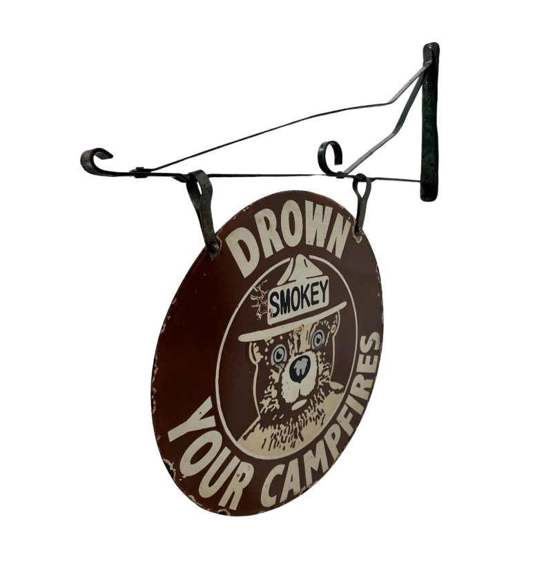 Double-Sided “Smokey The Bear” Sign on Bracket