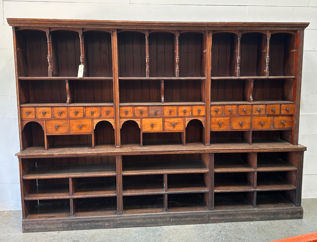 19th C. 2-Piece Haberdashery Cabinet