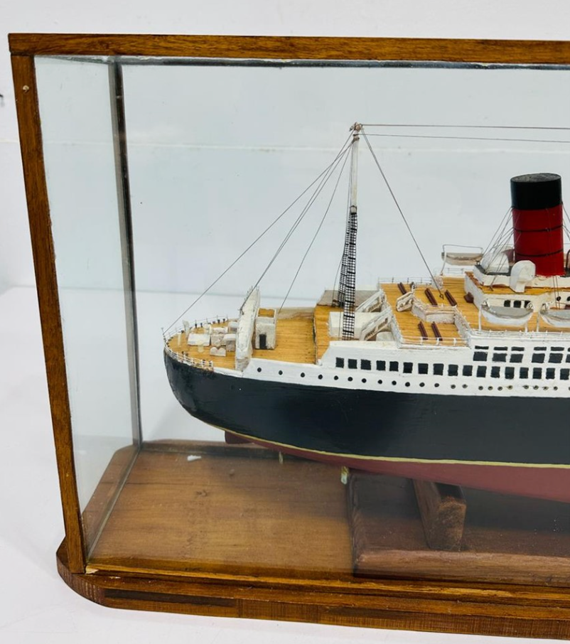 The Queen Mary in Glass Case