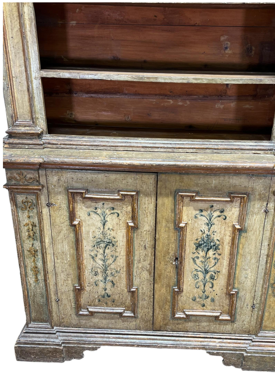 18th C. Italian Painted Antique Display Cabinet
