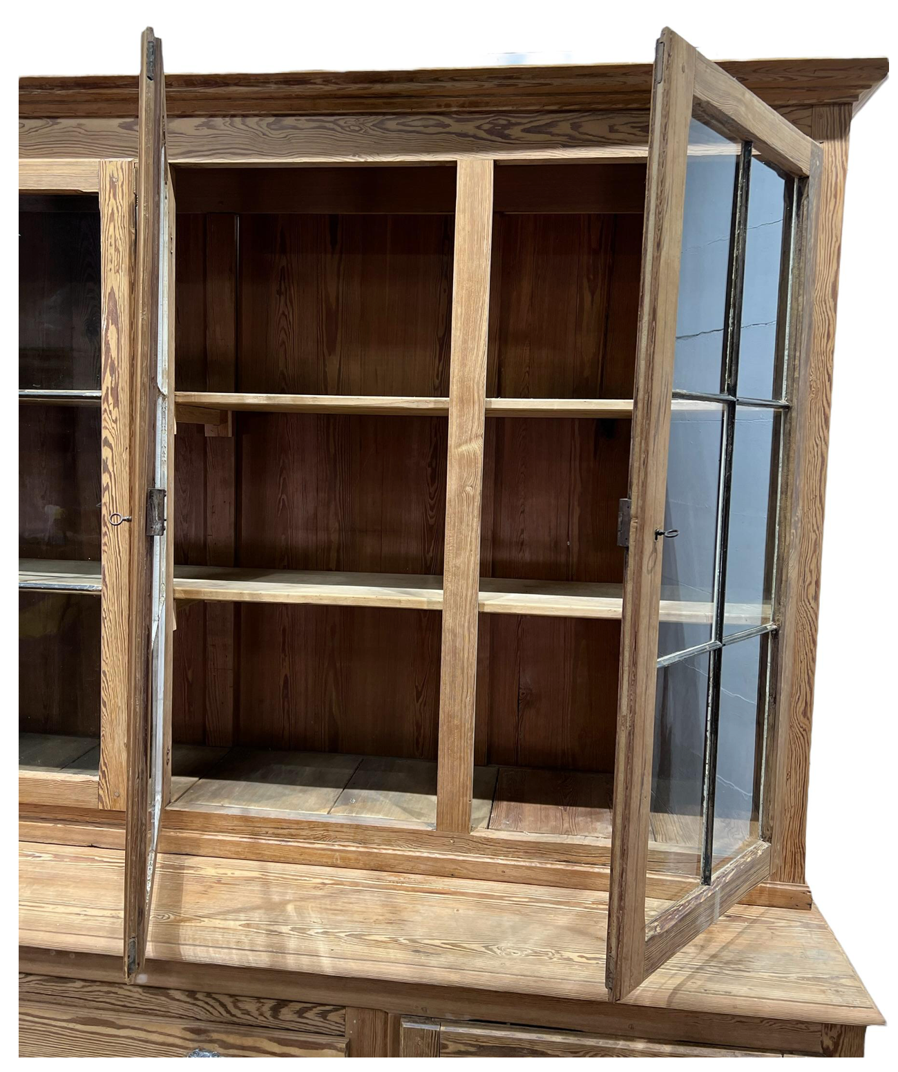 French Bleached Two Piece Store Display Cabinet