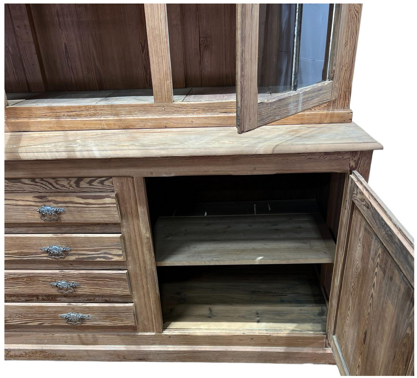 French Bleached Two Piece Store Display Cabinet
