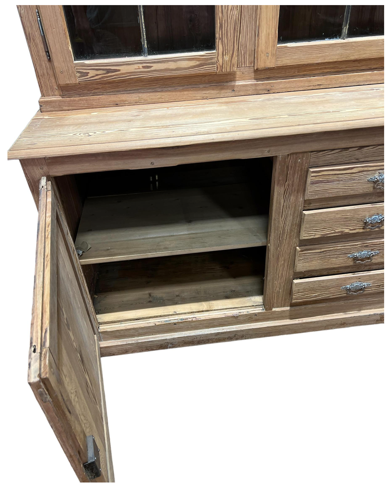 French Bleached Two Piece Store Display Cabinet