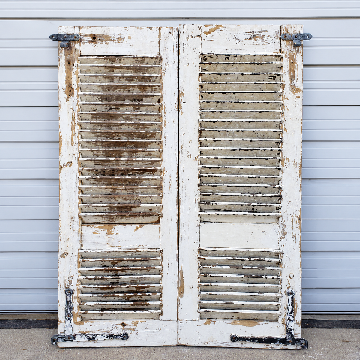 Pair of Small White Painted Shutters