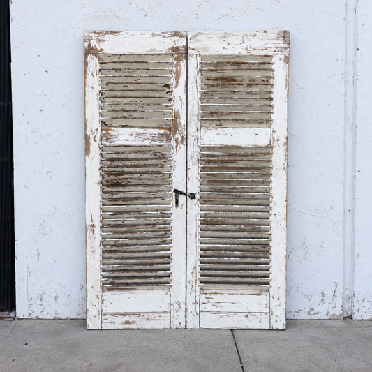 Pair of Medium White Painted Shutters