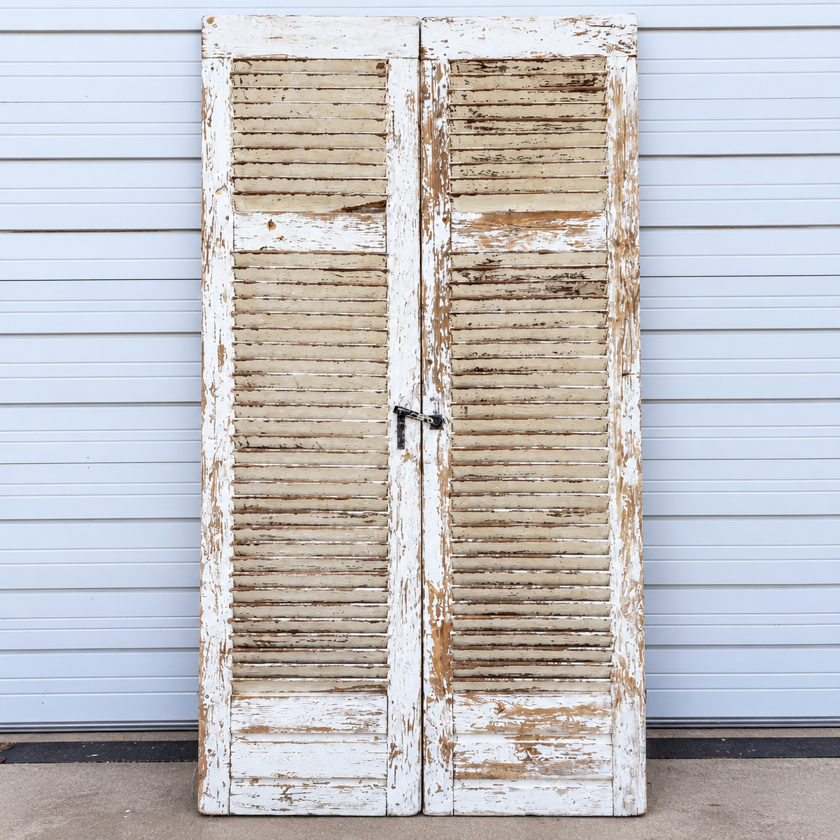 Pair of Extra Large White Painted Shutters
