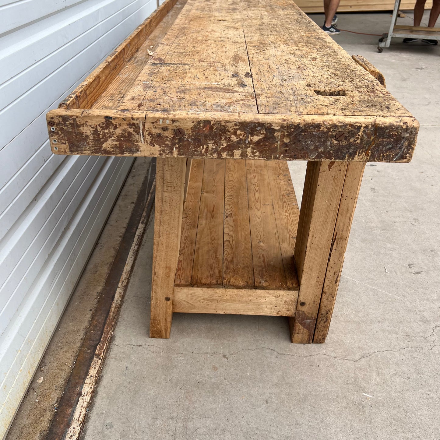 Wood Work Table with Vise and Single Drawer