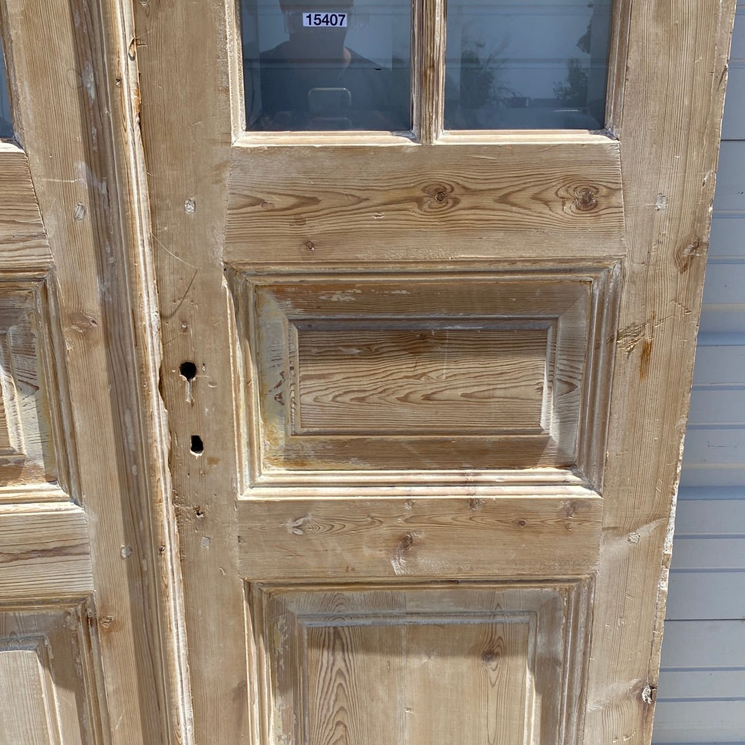 Pair of Washed Antique Wood Doors w/ 10 Lites