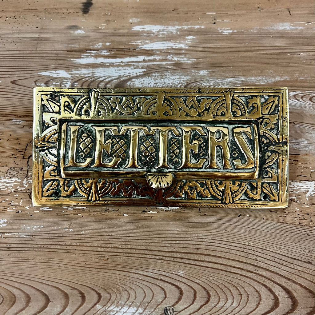 Brass Mail Slot "Letters" Antiquities Warehouse