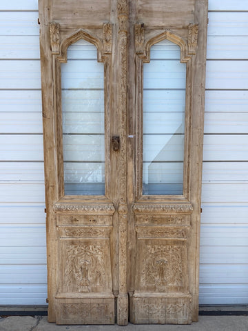 Pair of Antique Wood Entry Doors w/2 Lites