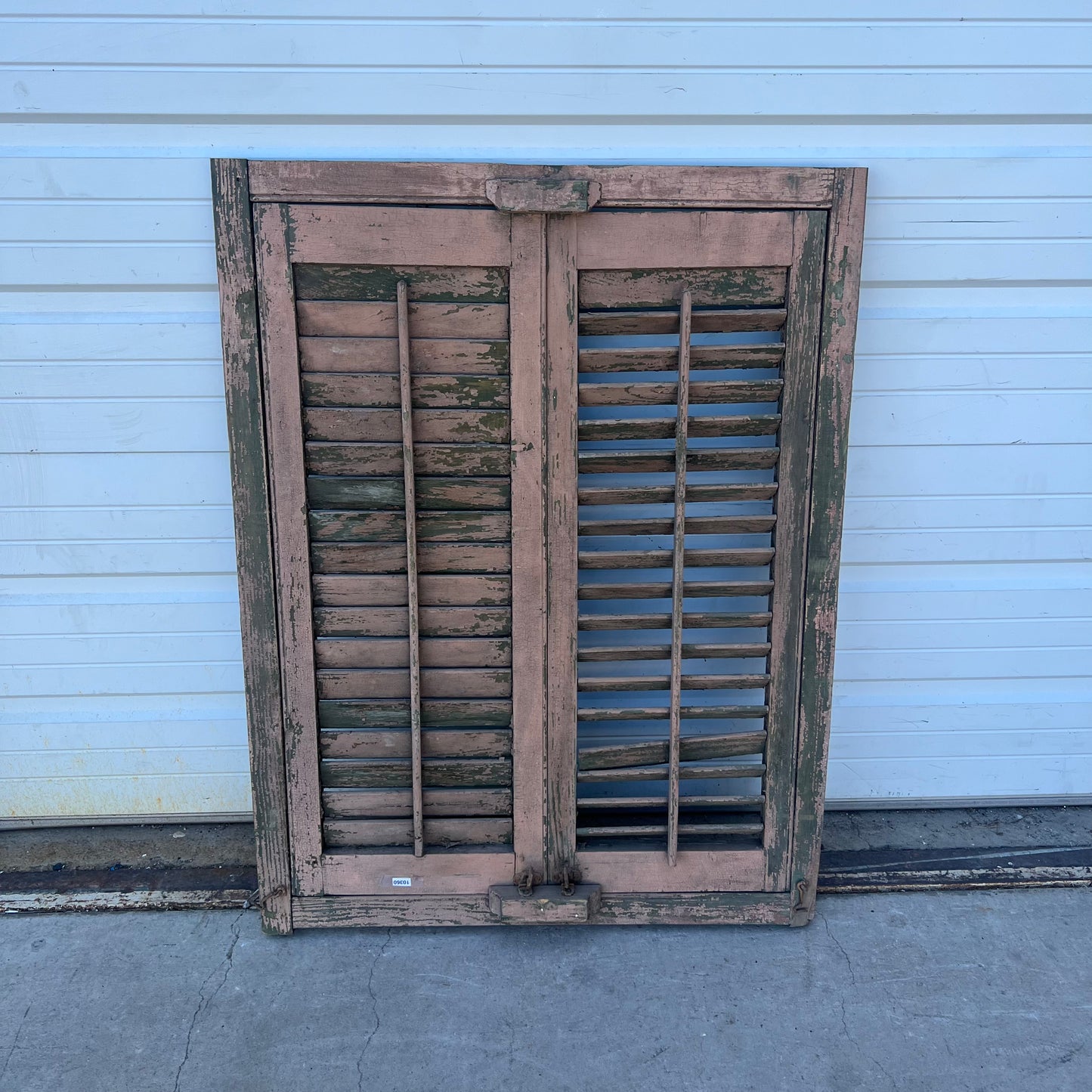 Pair Of Off White and Green Shutters