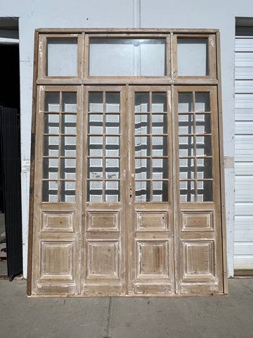 Set of Washed Antique Doors w/40 Lites and Transom