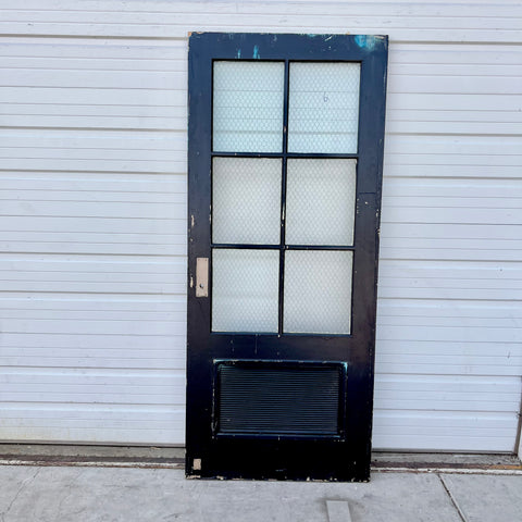 Vintage Wooden Door with Chicken Wire Glass