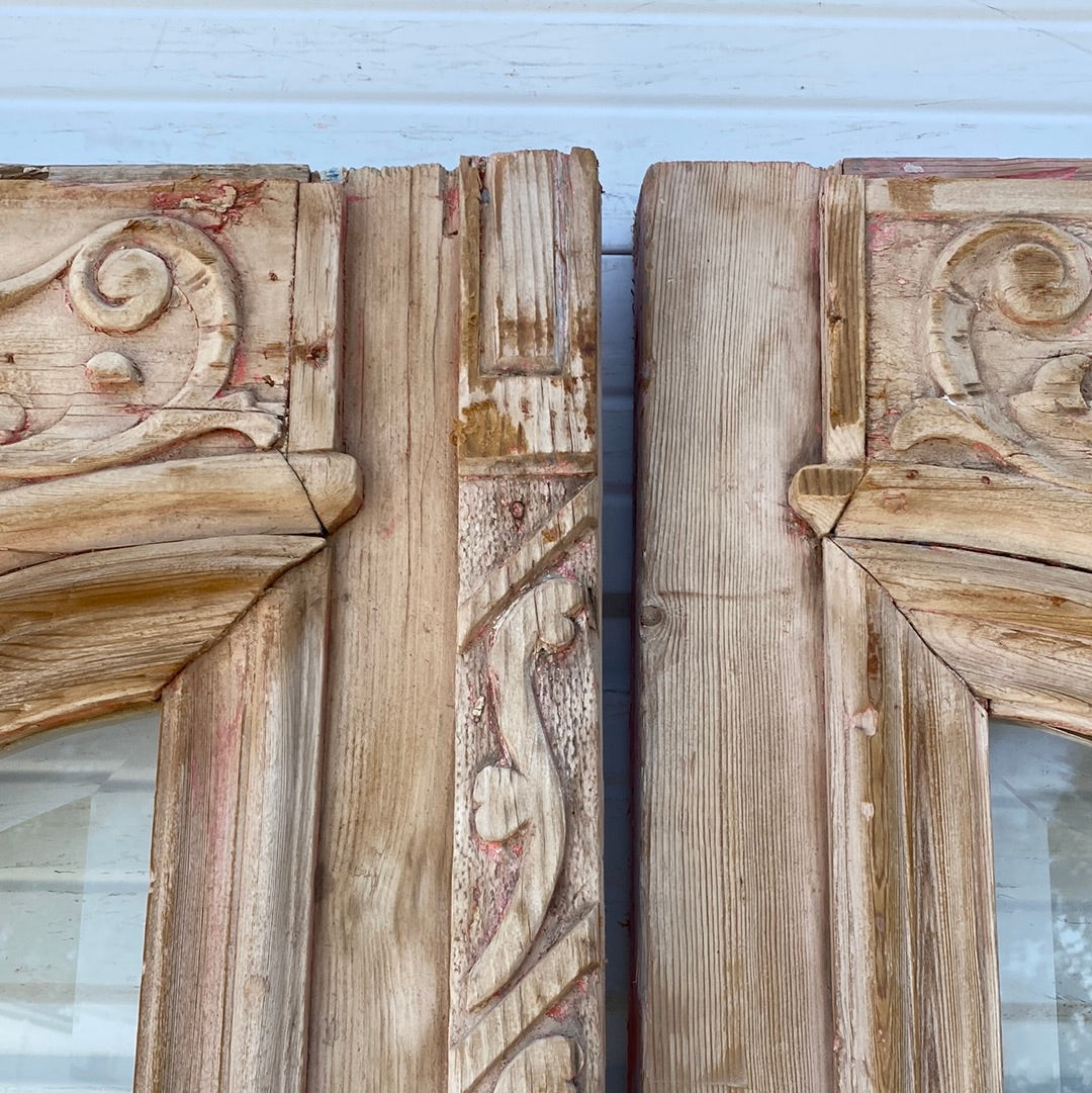 Pair of Antique Wood Doors w/2 Lites