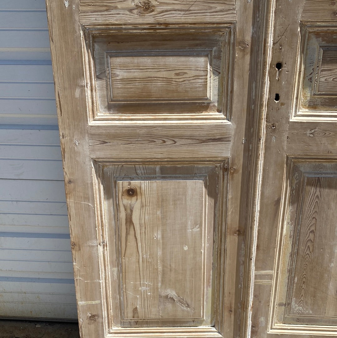 Pair of Washed Antique Wood Doors w/ 10 Lites