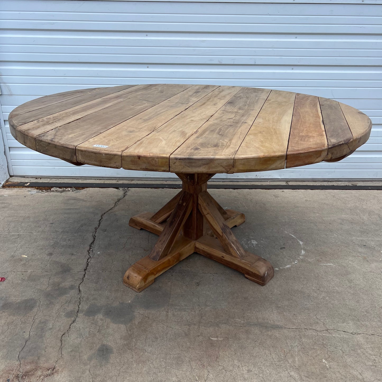 Round Wood Dining Table w/X Base
