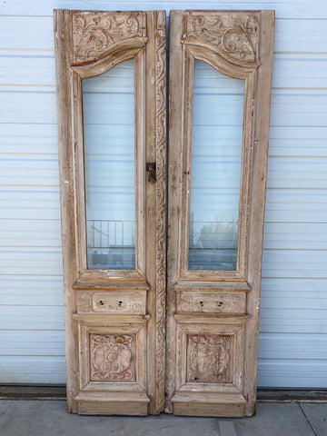 Pair of Antique Wood Doors w/2 Lites