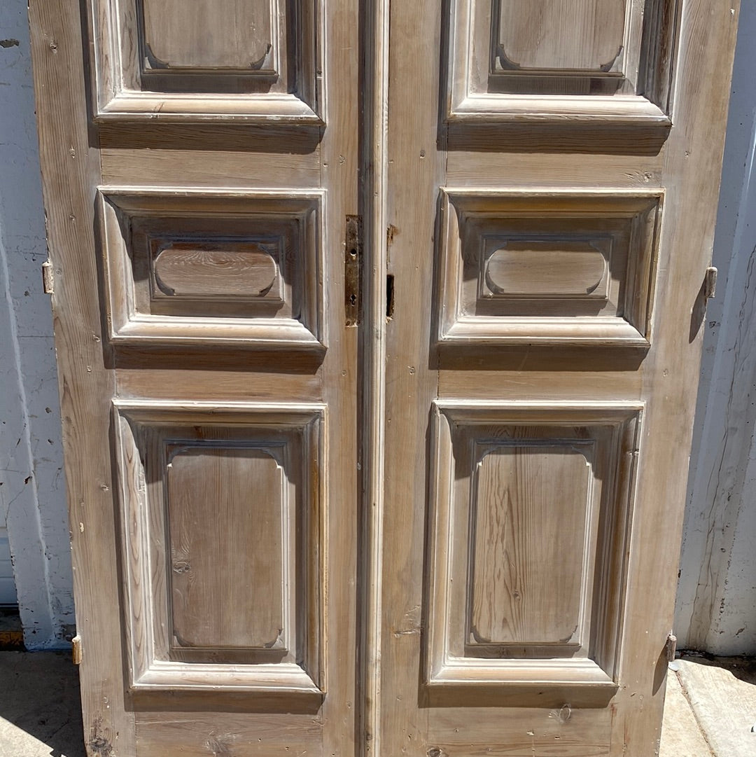 Pair of Washed Antique Wood Panel Doors