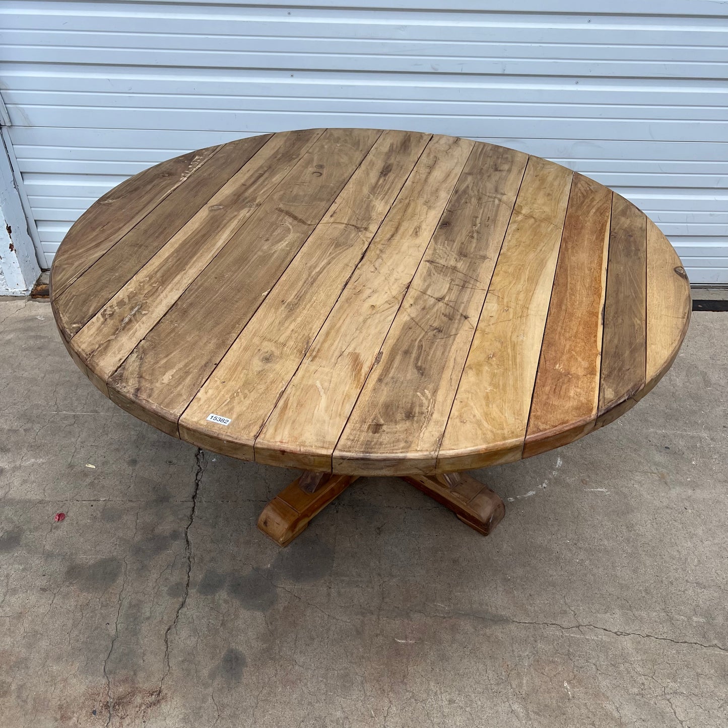 Round Wood Dining Table w/X Base