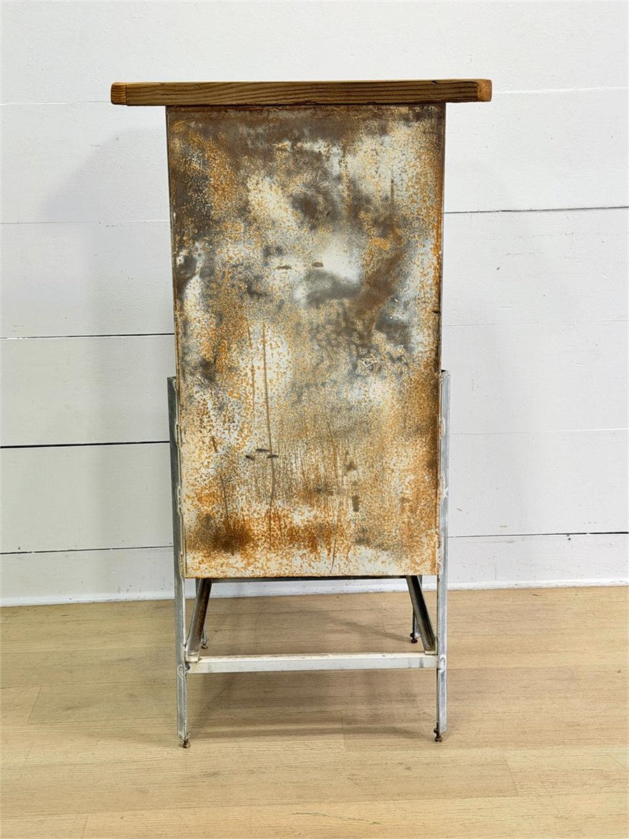Industrial Metal Cabinet w/Wood Top and Numbered Drawers