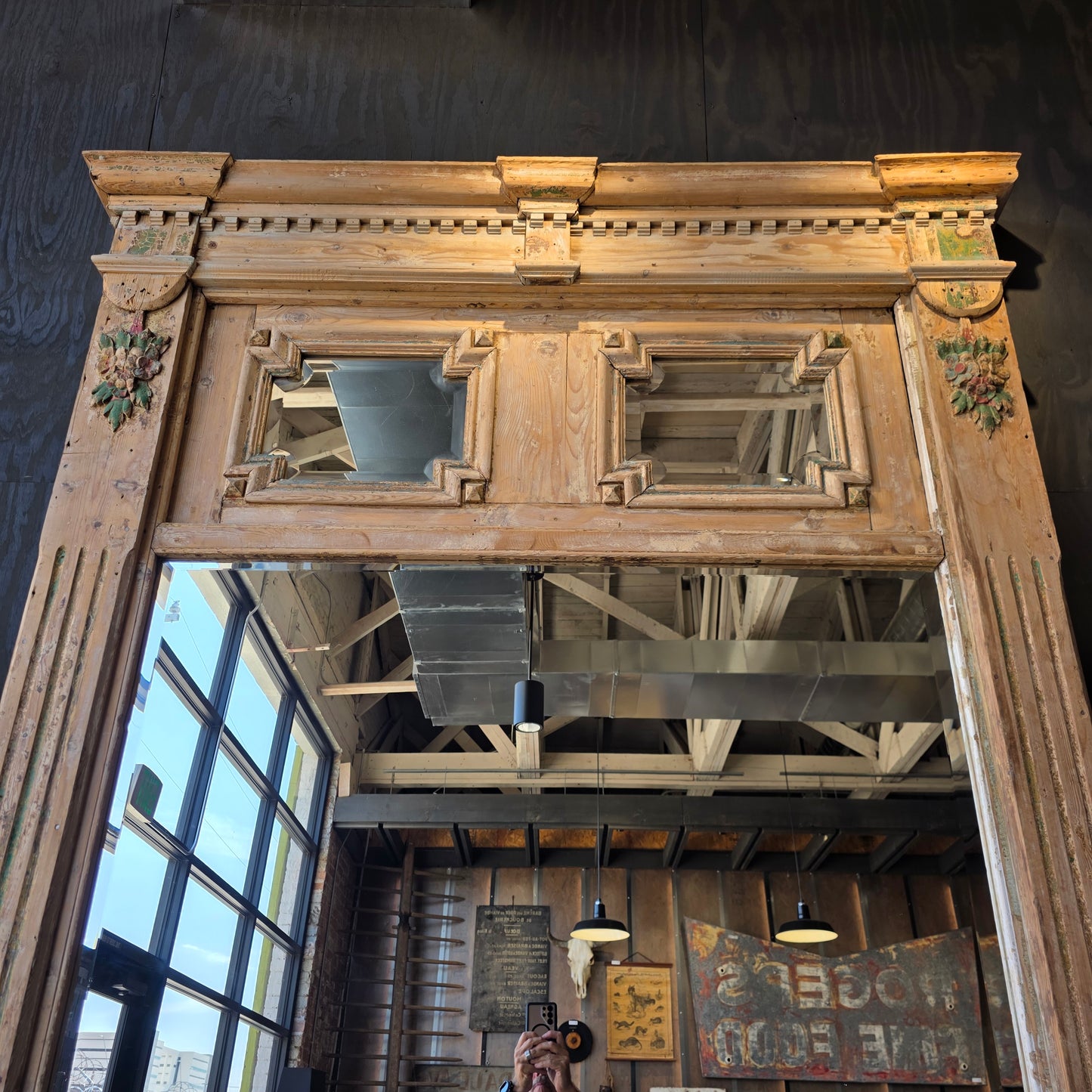 Large Carved Rectangle Wood Mirror